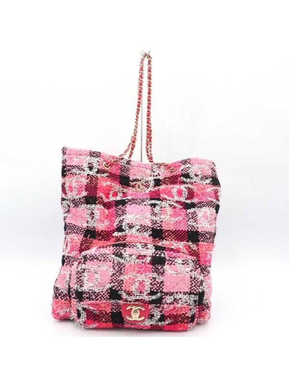 Chanel Pink And Other Tweed Coco Peach 2-Way Bag